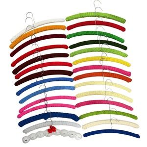 Vintage Handmade Crochet Covered Clothes Hangers Lot of 28 Assorted Colors